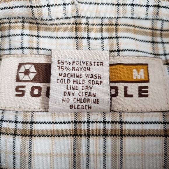 Y2K VINTAGE Southpole Mens Button Up Tan Plaid Short Sleeve Shirt Medium Preownd - Picture 9 of 9